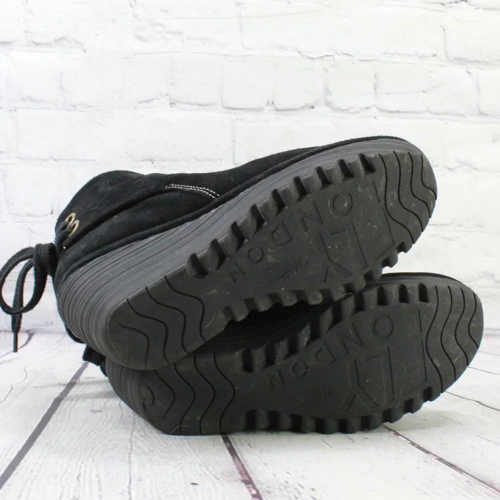 FLY London Yama Black Suede Wedge Ankle Bootie Boot Size 40 US 10 - Picture 9 of 9